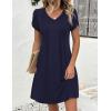 image:imageZeagoo Summer Dresses for Women Casual A Line Dress 2026 V Neck Short Dresses Floral Sundress Pleated Boho DressNavy Blue