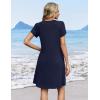 image:imageZeagoo Summer Dresses for Women Casual A Line Dress 2026 V Neck Short Dresses Floral Sundress Pleated Boho DressNavy Blue