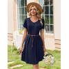 image:imageZeagoo Summer Dresses for Women Casual A Line Dress 2026 V Neck Short Dresses Floral Sundress Pleated Boho DressNavy Blue