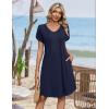 image:imageZeagoo Summer Dresses for Women Casual A Line Dress 2026 V Neck Short Dresses Floral Sundress Pleated Boho DressNavy Blue