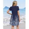 image:imageZeagoo Summer Dresses for Women Casual A Line Dress 2026 V Neck Short Dresses Floral Sundress Pleated Boho DressNavy Floral 01