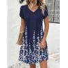 image:imageZeagoo Summer Dresses for Women Casual A Line Dress 2026 V Neck Short Dresses Floral Sundress Pleated Boho DressNavy Floral 01