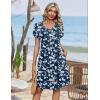 image:imageZeagoo Summer Dresses for Women Casual A Line Dress 2026 V Neck Short Dresses Floral Sundress Pleated Boho DressNavy Floral 02