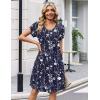 image:imageZeagoo Summer Dresses for Women Casual A Line Dress 2026 V Neck Short Dresses Floral Sundress Pleated Boho DressNavy Floral 03