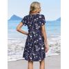 image:imageZeagoo Summer Dresses for Women Casual A Line Dress 2026 V Neck Short Dresses Floral Sundress Pleated Boho DressNavy Floral 03