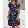image:imageZeagoo Summer Dresses for Women Casual A Line Dress 2026 V Neck Short Dresses Floral Sundress Pleated Boho DressNavy Floral 03