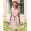 image:imageZeagoo Summer Dresses for Women Casual A Line Dress 2026 V Neck Short Dresses Floral Sundress Pleated Boho DressPink Dot