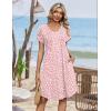 image:imageZeagoo Summer Dresses for Women Casual A Line Dress 2026 V Neck Short Dresses Floral Sundress Pleated Boho DressPink Dot