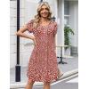 image:imageZeagoo Summer Dresses for Women Casual A Line Dress 2026 V Neck Short Dresses Floral Sundress Pleated Boho DressRed Floral