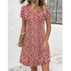 image:imageZeagoo Summer Dresses for Women Casual A Line Dress 2026 V Neck Short Dresses Floral Sundress Pleated Boho DressRed Floral
