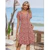 image:imageZeagoo Summer Dresses for Women Casual A Line Dress 2026 V Neck Short Dresses Floral Sundress Pleated Boho DressRed Floral