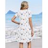 image:imageZeagoo Summer Dresses for Women Casual A Line Dress 2026 V Neck Short Dresses Floral Sundress Pleated Boho DressWhite Floral