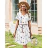 image:imageZeagoo Summer Dresses for Women Casual A Line Dress 2026 V Neck Short Dresses Floral Sundress Pleated Boho DressWhite Floral