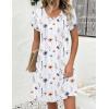 image:imageZeagoo Summer Dresses for Women Casual A Line Dress 2026 V Neck Short Dresses Floral Sundress Pleated Boho DressWhite Floral