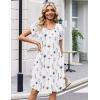 image:imageZeagoo Summer Dresses for Women Casual A Line Dress 2026 V Neck Short Dresses Floral Sundress Pleated Boho DressWhite Floral