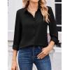 image:imageZeagoo Women Blouses Chiffon Long Sleeve Button Down Shirts Business Causal Dressy Work Top V Neck Summer Spring ClothesBlack