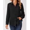 image:imageZeagoo Women Blouses Chiffon Long Sleeve Button Down Shirts Business Causal Dressy Work Top V Neck Summer Spring ClothesBlack