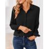 image:imageZeagoo Women Blouses Chiffon Long Sleeve Button Down Shirts Business Causal Dressy Work Top V Neck Summer Spring ClothesBlack
