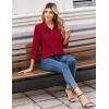 image:imageZeagoo Women Blouses Chiffon Long Sleeve Button Down Shirts Business Causal Dressy Work Top V Neck Summer Spring ClothesDark Red