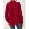 image:imageZeagoo Women Blouses Chiffon Long Sleeve Button Down Shirts Business Causal Dressy Work Top V Neck Summer Spring ClothesDark Red