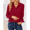 image:imageZeagoo Women Blouses Chiffon Long Sleeve Button Down Shirts Business Causal Dressy Work Top V Neck Summer Spring ClothesDark Red