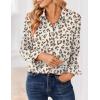 image:imageZeagoo Women Blouses Chiffon Long Sleeve Button Down Shirts Business Causal Dressy Work Top V Neck Summer Spring ClothesLeopard Apricot