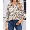 image:imageZeagoo Women Blouses Chiffon Long Sleeve Button Down Shirts Business Causal Dressy Work Top V Neck Summer Spring ClothesLeopard Apricot