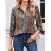 image:imageZeagoo Women Blouses Chiffon Long Sleeve Button Down Shirts Business Causal Dressy Work Top V Neck Summer Spring ClothesMulticolor 721