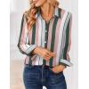 image:imageZeagoo Women Blouses Chiffon Long Sleeve Button Down Shirts Business Causal Dressy Work Top V Neck Summer Spring ClothesMulticolor Stripes