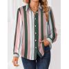 image:imageZeagoo Women Blouses Chiffon Long Sleeve Button Down Shirts Business Causal Dressy Work Top V Neck Summer Spring ClothesMulticolor Stripes