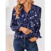 image:imageZeagoo Women Blouses Chiffon Long Sleeve Button Down Shirts Business Causal Dressy Work Top V Neck Summer Spring ClothesNavy Floral