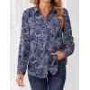 image:imageZeagoo Women Blouses Chiffon Long Sleeve Button Down Shirts Business Causal Dressy Work Top V Neck Summer Spring ClothesPaisley Navy