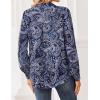 image:imageZeagoo Women Blouses Chiffon Long Sleeve Button Down Shirts Business Causal Dressy Work Top V Neck Summer Spring ClothesPaisley Navy