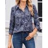 image:imageZeagoo Women Blouses Chiffon Long Sleeve Button Down Shirts Business Causal Dressy Work Top V Neck Summer Spring ClothesPaisley Navy