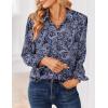 image:imageZeagoo Women Blouses Chiffon Long Sleeve Button Down Shirts Business Causal Dressy Work Top V Neck Summer Spring ClothesPaisley Navy