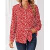 image:imageZeagoo Women Blouses Chiffon Long Sleeve Button Down Shirts Business Causal Dressy Work Top V Neck Summer Spring ClothesRed White Polka Dots