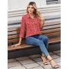 image:imageZeagoo Women Blouses Chiffon Long Sleeve Button Down Shirts Business Causal Dressy Work Top V Neck Summer Spring ClothesRed White Polka Dots