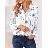 image:imageZeagoo Women Blouses Chiffon Long Sleeve Button Down Shirts Business Causal Dressy Work Top V Neck Summer Spring ClothesWhite Floral