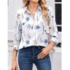image:imageZeagoo Women Blouses Chiffon Long Sleeve Button Down Shirts Business Causal Dressy Work Top V Neck Summer Spring ClothesWhite Floral