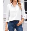 image:imageZeagoo Women Blouses Chiffon Long Sleeve Button Down Shirts Business Causal Dressy Work Top V Neck Summer Spring ClothesWhite Sheer