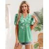 image:imageZeagoo Women Blouses Puff Short Sleeve Tops V Neck Dressy Casual Spring Shirts Boho Floral Cute Clothes 2026Bf180green Flowers