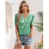image:imageZeagoo Women Blouses Puff Short Sleeve Tops V Neck Dressy Casual Spring Shirts Boho Floral Cute Clothes 2026Bf180green Flowers