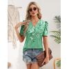 image:imageZeagoo Women Blouses Puff Short Sleeve Tops V Neck Dressy Casual Spring Shirts Boho Floral Cute Clothes 2026Bf180green Flowers