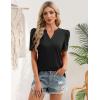 image:imageZeagoo Women Blouses Puff Short Sleeve Tops V Neck Dressy Casual Spring Shirts Boho Floral Cute Clothes 2026Black