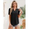image:imageZeagoo Women Blouses Puff Short Sleeve Tops V Neck Dressy Casual Spring Shirts Boho Floral Cute Clothes 2026Black