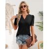 image:imageZeagoo Women Blouses Puff Short Sleeve Tops V Neck Dressy Casual Spring Shirts Boho Floral Cute Clothes 2026Black