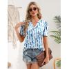 image:imageZeagoo Women Blouses Puff Short Sleeve Tops V Neck Dressy Casual Spring Shirts Boho Floral Cute Clothes 2026Cx329blue