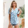 image:imageZeagoo Women Blouses Puff Short Sleeve Tops V Neck Dressy Casual Spring Shirts Boho Floral Cute Clothes 2026Cx329blue