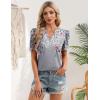 image:imageZeagoo Women Blouses Puff Short Sleeve Tops V Neck Dressy Casual Spring Shirts Boho Floral Cute Clothes 2026Hf36grey