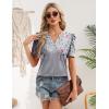image:imageZeagoo Women Blouses Puff Short Sleeve Tops V Neck Dressy Casual Spring Shirts Boho Floral Cute Clothes 2026Hf36grey